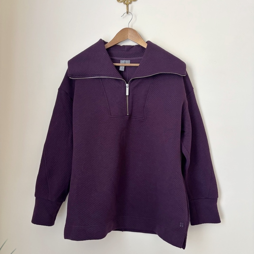 Sweaty Betty Purple Radiant 1/2 Zip Pullover Sweatshirt Large NEW NWT